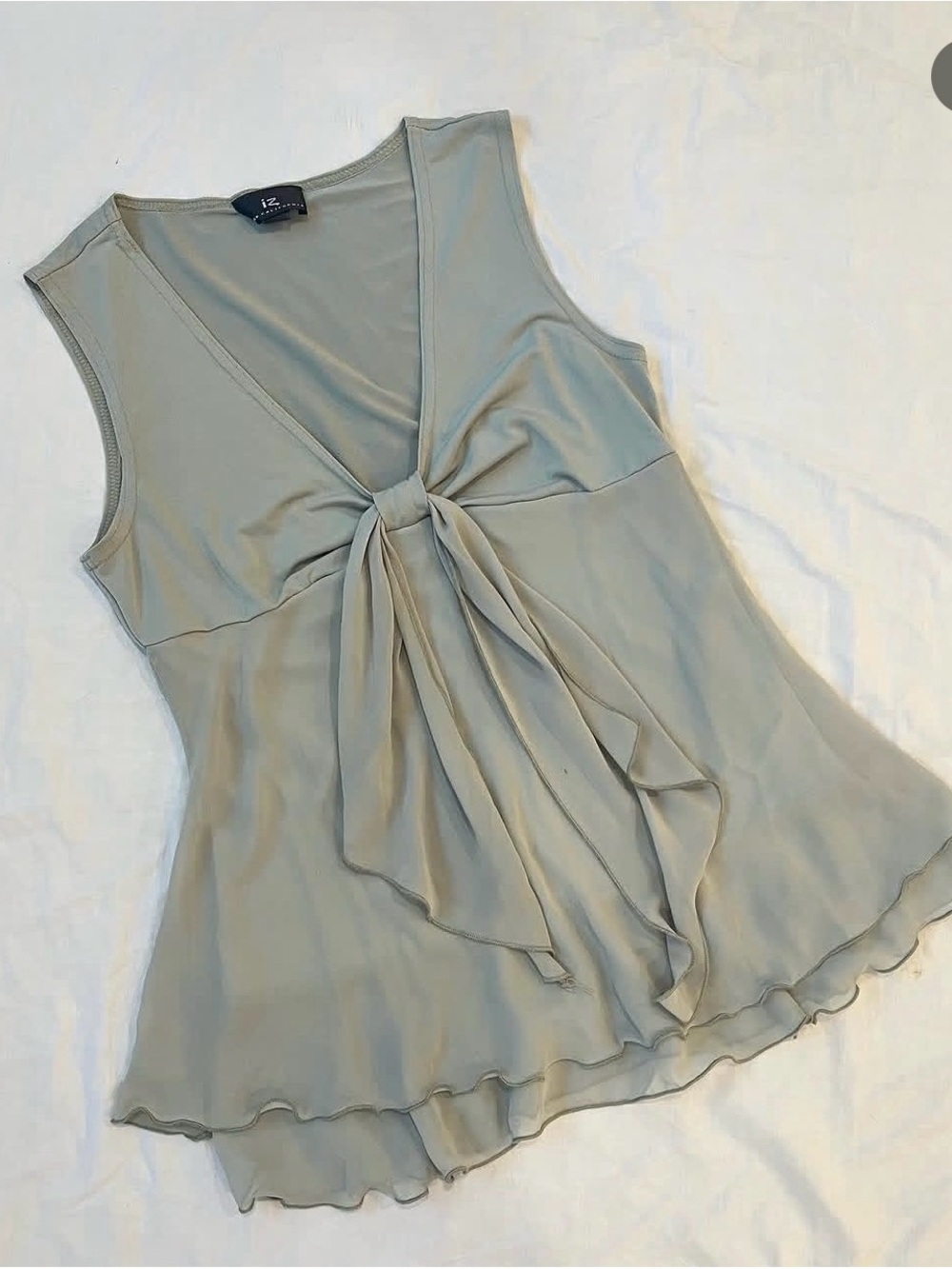 Byer California Light Sage Knot-Front Sleeveless Chiffon Top vintage style